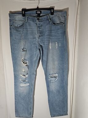 Slim Straight Light Blue Distressed Men's Jeans